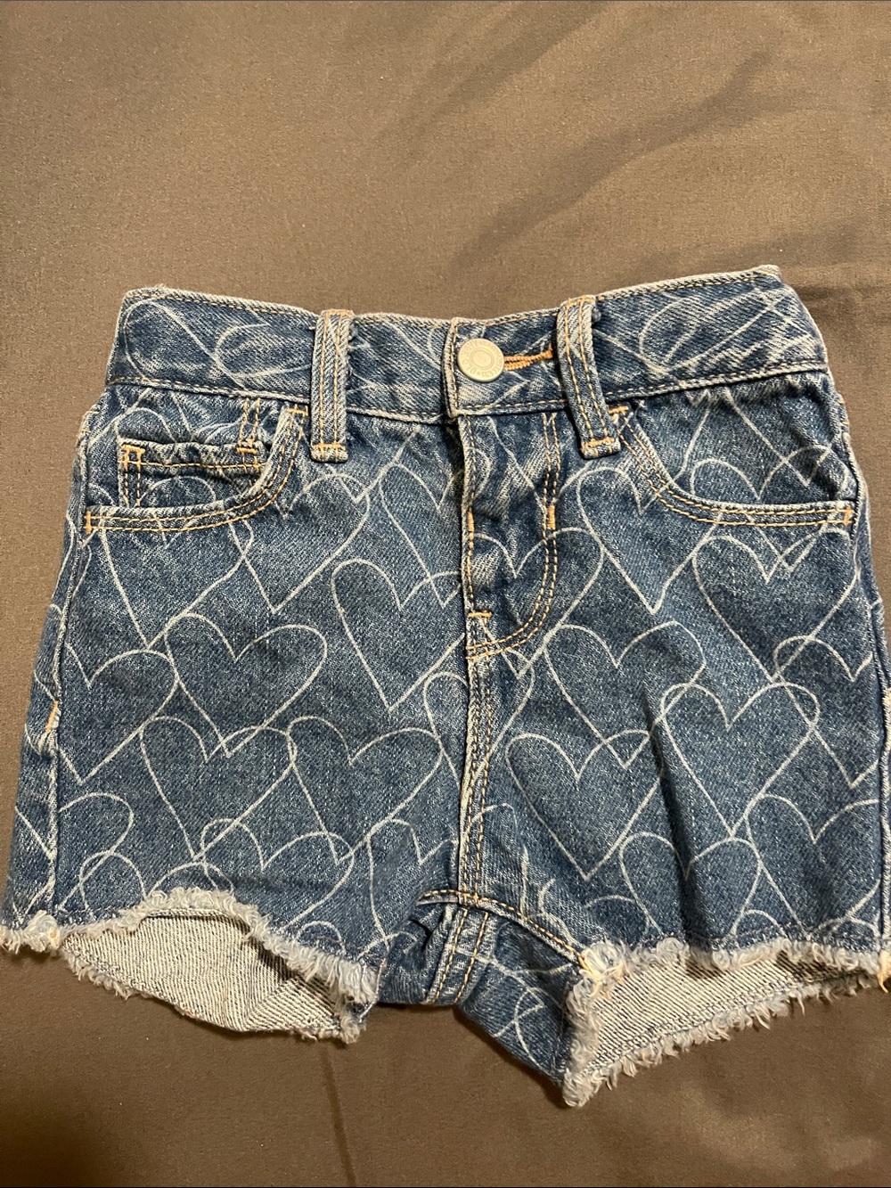 Toddler Blue Heart-Print Denim Shorts